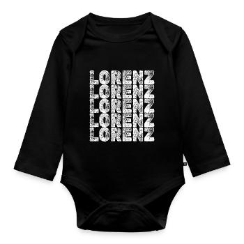 First name Lorenz - Organic Longsleeve Baby Bodysuit - black - Front