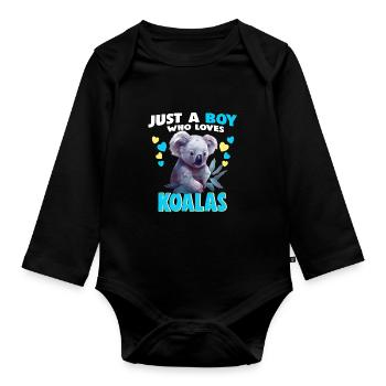 Just a Boy who Loves Koalas - Baby Bio-Langarm-Body - Schwarz - Vorne
