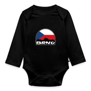 Brünn Tschechien Flagge Skyline Silhouette Reisen - Baby Bio-Langarm-Body - Schwarz - Vorne