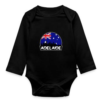 Adelaide Australien Flagge Skyline Silhouette Reisen - Baby Bio-Langarm-Body - Schwarz - Vorne
