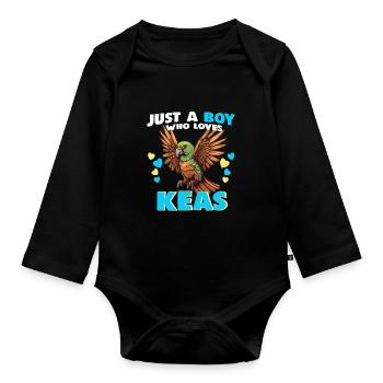 Just a Boy who Loves Keas - Baby Bio-Langarm-Body - Schwarz - Vorne