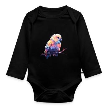 Perroquet mignon - Body Bébé bio manches longues - noir - Devant