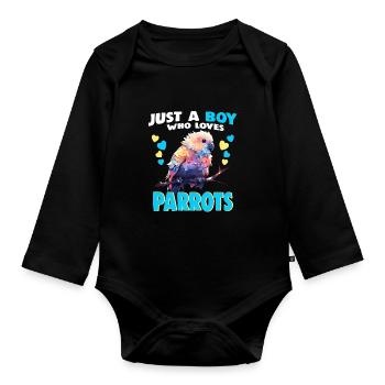 Juste un garçon qui aime les perroquets - Body Bébé bio manches longues - noir - Devant