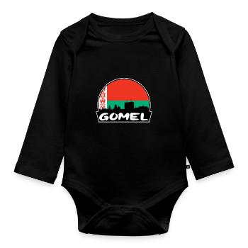 Gomel Belarus Flag Skyline Silhouette Travel - Organic Longsleeve Baby Bodysuit - black - Front