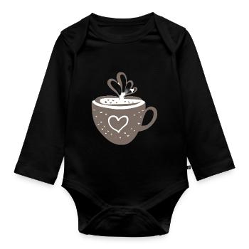 Le rêve des amateurs de café - Body Bébé bio manches longues - noir - Devant