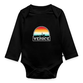 Venedig Italien Flagge Skyline Reisesouvenir - Baby Bio-Langarm-Body - Schwarz - Vorne