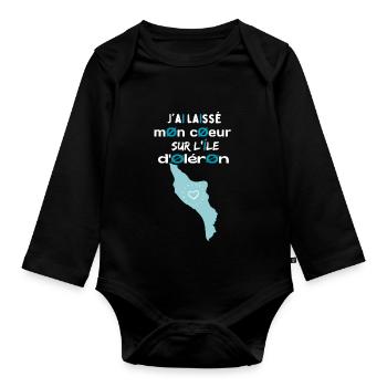 Jai laissé mon cœur à l'île d'Oléron 1 - Body Bébé bio manches longues - noir - Devant