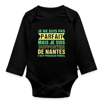 Supporter de Nantes cadeau pour supporter nantais. - Body Bébé bio manches longues - noir - Devant
