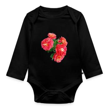 Roter Rosenstrauch - Baby Bio-Langarm-Body - Schwarz - Vorne