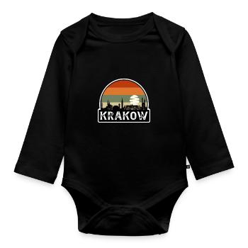 Krakow Poland Flag Skyline Travel Souvenir - Organic Longsleeve Baby Bodysuit - black - Front