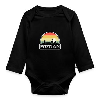 Poznan Poland Flag Skyline Travel Souvenir - Organic Longsleeve Baby Bodysuit - black - Front