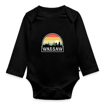 Varsovie Pologne Flag Skyline Souvenir de voyage - Body Bébé bio manches longues - noir - Devant