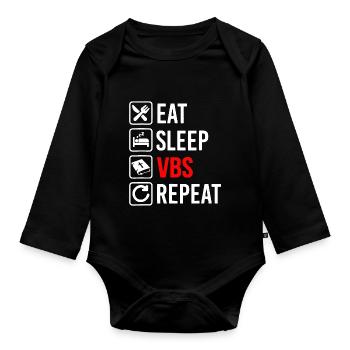Eat Sleep Vbs Repeat - Organic Longsleeve Baby Bodysuit - black - Front