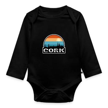 Cork Irlande Flag Skyline Souvenir de voyage - Body Bébé bio manches longues - noir - Devant