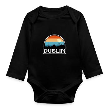 Dublin Irlande Flag Skyline Souvenir de voyage - Body Bébé bio manches longues - noir - Devant