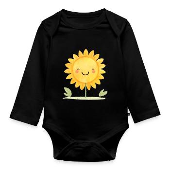 SONNE SONNENSCHEIN SONNENBLUME - Baby Bio-Langarm-Body - Schwarz - Vorne