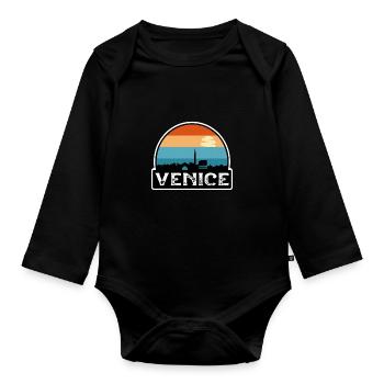 Venedig Italien Flagge Skyline Reisesouvenir - Baby Bio-Langarm-Body - Schwarz - Vorne
