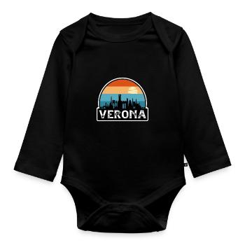 Vérone Italie Flag Skyline Souvenir de voyage - Body Bébé bio manches longues - noir - Devant