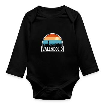 Valladolid Espagne Flag Skyline Souvenir de voyage - Body Bébé bio manches longues - noir - Devant