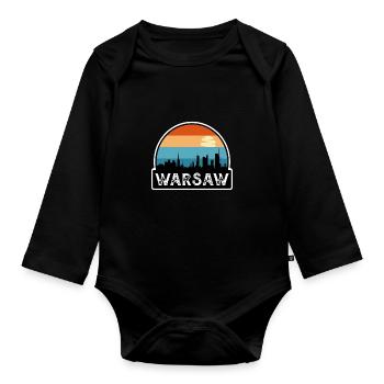 Varsovie Pologne Flag Skyline Souvenir de voyage - Body Bébé bio manches longues - noir - Devant