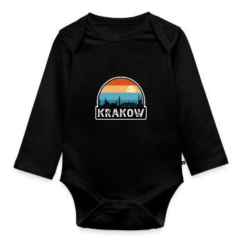 Krakau Polen Flagge Skyline Reisesouvenir - Baby Bio-Langarm-Body - Schwarz - Vorne