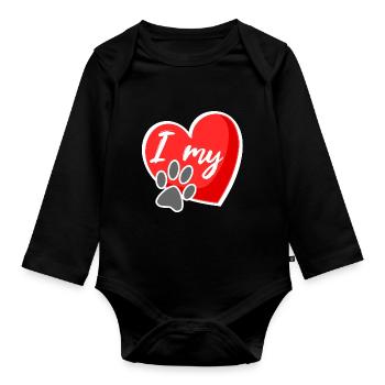 I my Dog - Propriétaire de chien, Chien, Promenez-vous - Body Bébé bio manches longues - noir - Devant