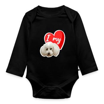 J’adore mon caniche - mignon pour les propriétaires de caniches - Body Bébé bio manches longues - noir - Devant