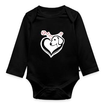 Sehr Süßes Hundeherz für Hundeliebhaber Liebling - Baby Bio-Langarm-Body - Schwarz - Vorne