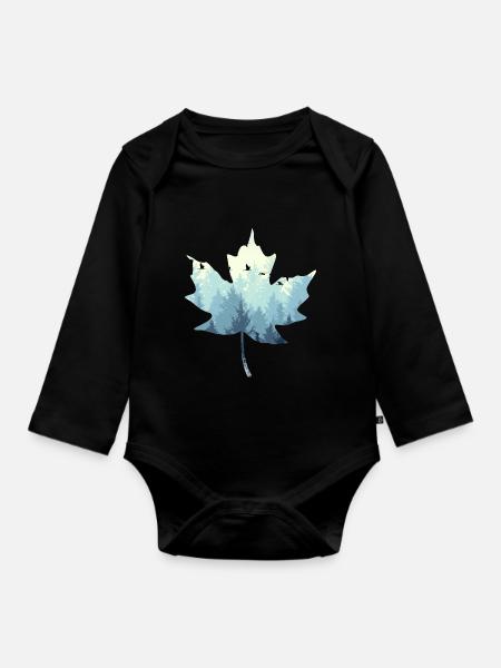 Blattlandschaft - Baby Bio-Langarm-Body - Schwarz