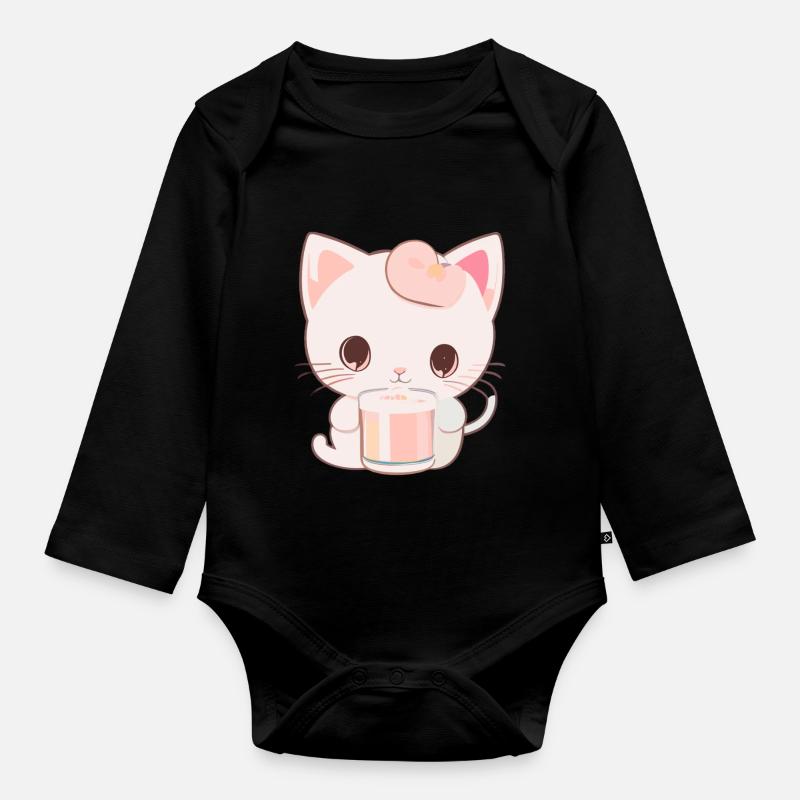 Chat - Body Bébé bio manches longues - noir
