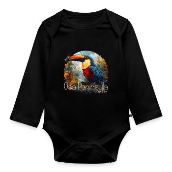 Corcovado National Park Costa Rica retro style - Organic Longsleeve Baby Bodysuit - black - Front
