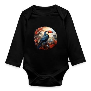 Toucan - Organic Longsleeve Baby Bodysuit - black - Front