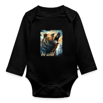Soyez sauvage de style rétro - Body Bébé bio manches longues - noir - Devant