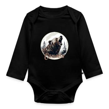 Grizzli canadien - Body Bébé bio manches longues - noir - Devant