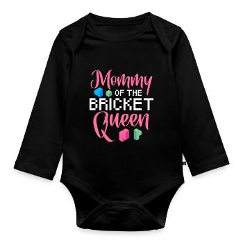 Maman de la reine des briques - Body Bébé bio manches longues - noir - Devant
