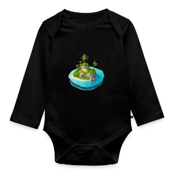Island vectorized - Organic Longsleeve Baby Bodysuit - black - Front