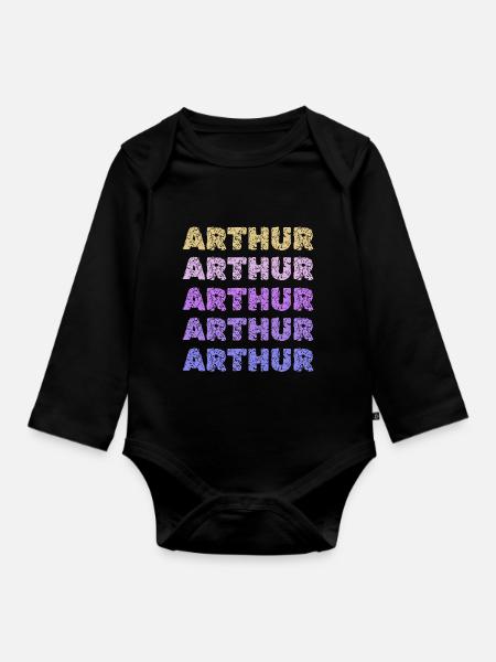 Vorname Arthur - Baby Bio-Langarm-Body - Schwarz