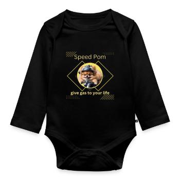 Chemise et accessoires en spruch de Poméranie - Zwergspitz - Body Bébé bio manches longues - noir - Devant