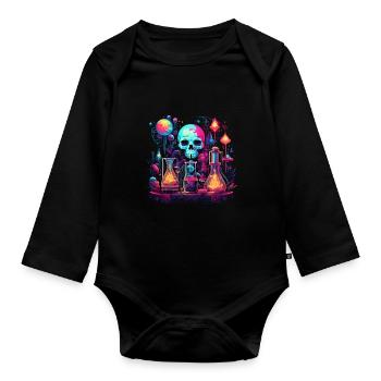Wissenschaft, Labor Illustration - Baby Bio-Langarm-Body - Schwarz - Vorne