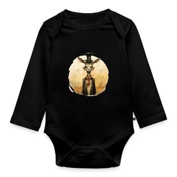 Känguru mit Zylinder retro style - Baby Bio-Langarm-Body - Schwarz - Vorne