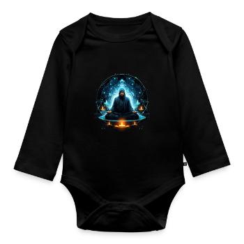 Buddha In Meditation - Baby Bio-Langarm-Body - Schwarz - Vorne