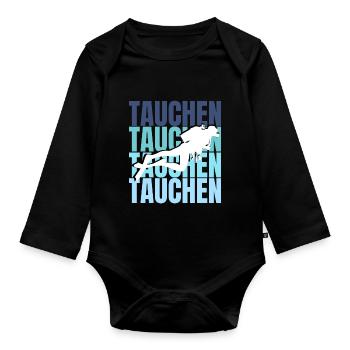 Diving Adventure: Exploring the Depths, Experiencing Freedom - Organic Longsleeve Baby Bodysuit - black - Front