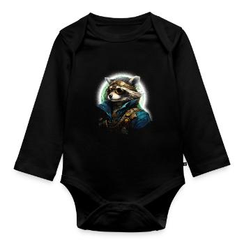 Raton laveur steampunk à la lumière du soleil - Body Bébé bio manches longues - noir - Devant