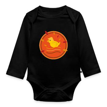 Tierische Ente im Herbst. - Baby Bio-Langarm-Body - Schwarz - Vorne