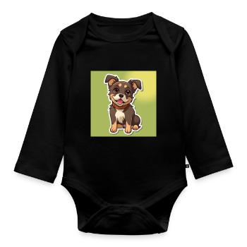 Dog Cartoon 8 - Organic Longsleeve Baby Bodysuit - black - Front