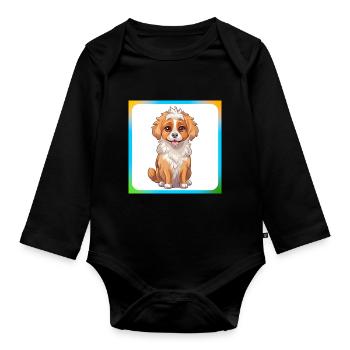 Dog Cartoon 9 - Organic Longsleeve Baby Bodysuit - black - Front