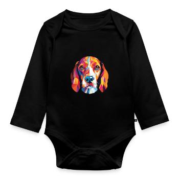 Beagle Harrier Scent Hound race chien aquarelle - Body Bébé bio manches longues - noir - Devant