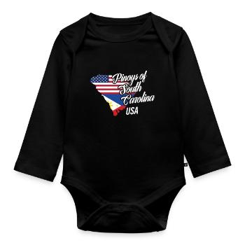 Filipinos von South Carolina Design für Fil-Ams - Baby Bio-Langarm-Body - Schwarz - Vorne