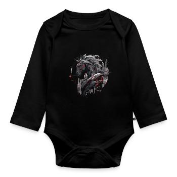 Mecha Animal : tigre, loup, renard, dinosaure, - Body Bébé bio manches longues - noir - Devant