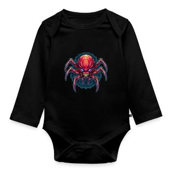 Buntes abstraktes Spinnen Design Spinnentiere - Baby Bio-Langarm-Body - Schwarz - Vorne